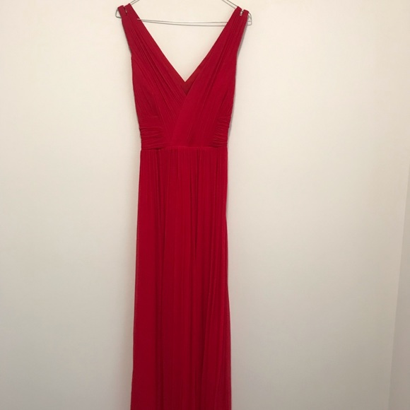 mango red pleated dress